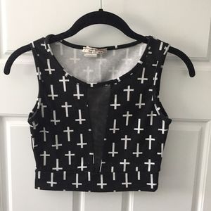 Black and White Crop top with crosses